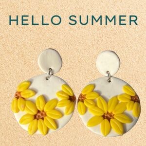 Sunflower Clay Earrings